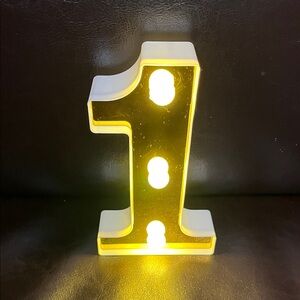 LED Number 1 Light - White and Gold